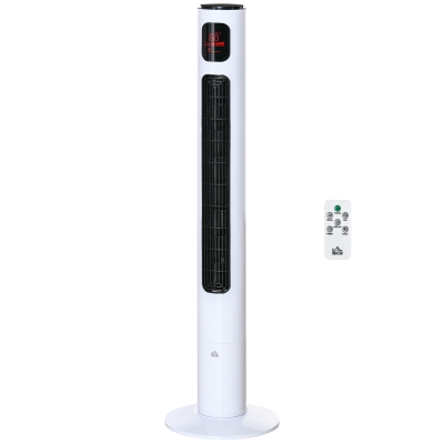 HOMCOM Säulenventilator 70° Oszillation 12h Timer LED-Sensorpanel 45W Fernbedienung 2 Steuerungsmöglichkeiten Weiß