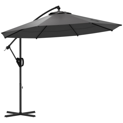 Outsunny Parasol déporté, incl. base en croix, 293 x 293 x 260 cm, Gris