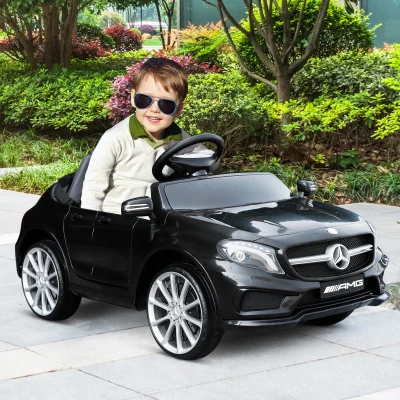 HOMCOM Elektroauto für Kinder unter Lizenz Mercedes Benz GLA AMG mit Fernbedienung MP3 USB Lichter und Sounds Schwarz