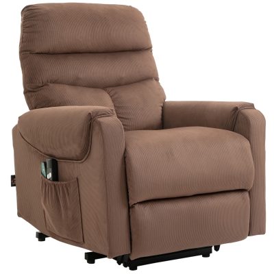 HOMCOM Fauteuil de télévision avec fonction de massage Fauteuil à assistance électrique Télécommande Chauffage électrique en tissu en polyester et métal marron 79 x 97 x 103 cm