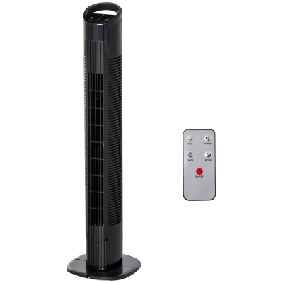 HOMCOM Säulenventilator 50W Fernbedienung Timer 3 Modi 3 Geschwindigkeiten Oszillierend Leise Schwarz