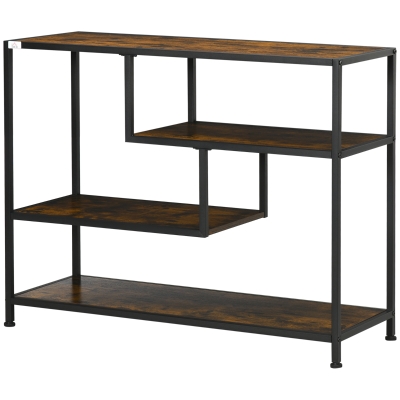 HOMCOM Étagère, Console, Design Industriel, 4 Étagères, Cadre en Acier, 99,6 x 33,6 x 74 cm