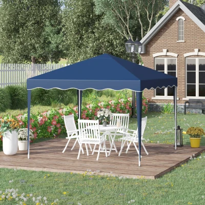 Outsunny Pavillon Pliant 3 x 3 m Pavillon de Jardin Pliable Tente de Fête Réglable en Hauteur Tente de Jardin avec Sac de Transport Protection UV Acier Oxford Bleu