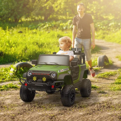 AIYAPLAY Buggy 4x4 Kinder Elektroauto UTV Bluetooth 2 Sitze mit 2.4Ghz Fernbedienung 2 Motoren 12 V Grün