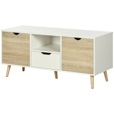 HOMCOM TV Schrank TV Sideboard Aufbewahrungsschrank auf Beinen mit 2 Schränken aus Holz für Schlafzimmer Wohnzimmer 110 x 40 x 50 cm