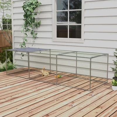 PawHut Enclos poulailler cage clapier extérieur 3 m² für Kleintiere dim. 3 x 1 x 0,8 m verzinkter Stahl
