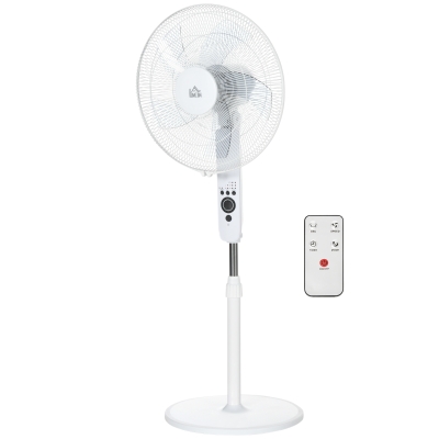HOMCOM Standventilator Ø 44 cm höhenverstellbar oszillierend leise 45 W mit Fernbedienung Timer 3 Modi 3 Geschwindigkeiten