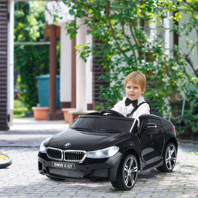 HOMCOM Kinder Elektroauto 6 V 3 Km/h Max. Sound- und Lichteffekte inklusive Fernbedienung Schwarz BMW 6 GT