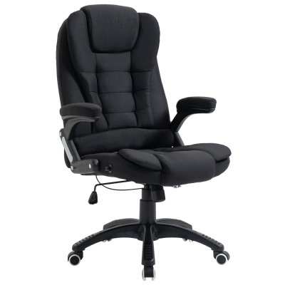 Vinsetto Chaise de bureau relaxant réglable en hauteur ergonomique pivotant 360° mousse plastique PP polyester de type lin Noir 65 x 72 x 100-120 cm