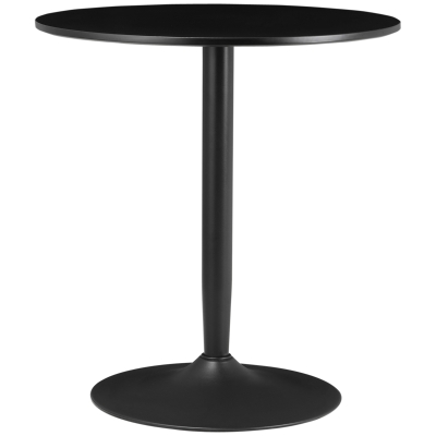 HOMCOM Table à manger pour 2 personnes, plateau rond, pied en acier, noir, 70 x 70 x 75 cm