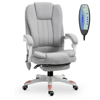 Fauteuil de Massage Vinsetto, Fauteuil de Bureau, Chaise de Jeu, Polyester, Mousse, Nylon, Gris, 66 x 63 x 107-115 cm