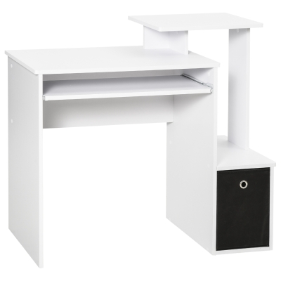 HOMCOM Computertisch Multimedia Regale Tablett Tastaturfach Schwarz Spanplatten Weiß