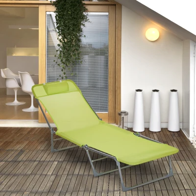 Outsunny Sonnenliege Gartenliege klappbar mit abnehmbarem Kissen verstellbare Rückenlehne in 5 Stufen grün