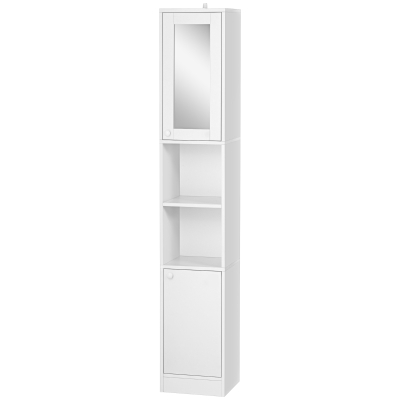 kleankin Badezimmersäulenschrank hoher Schrank mit verstellbarem Regal - 30 x 28 x 170 cm - Weiß