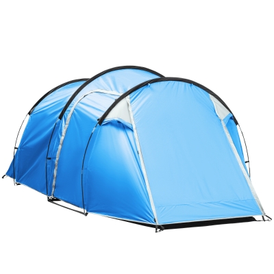 Outsunny Tente de Camping, Tente Instantanée pour 2-3 Personnes, Vestibule & Zone de Sommeil, Imperméable, 426 x 206 x 154 cm, Bleu clair