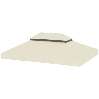Outsunny Paviljoen Vervangingsdak, 3 x 4 m, Vervangzeil met Waterafvoergaten, Polyester, Zonbescherming, UPF30+, Crèmewit