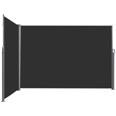 Outsunny Doppelter seitlicher ausziehbarer Sichtschutz Paravent dim. 6L x 1,80H m Polyester Anti-UV Grau und Schwarz