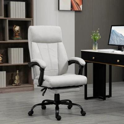 Vinsetto Fauteuil de Bureau avec Fonction de Massage, Fauteuil de Bureau d'ordinateur, Chauffage Lombaire, Fonction d'Inclinaison, Gris Clair