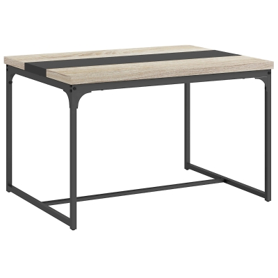 HOMCOM Esstisch für 6 Personen, Industriestil aus schwarzem Metall und Holz, Maße 120L x 89B x 75,5H cm