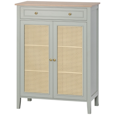 HOMCOM Schuhschrank Schuhschrank Eingangsmöbel mit 2 Türen in Rattan-Optik Schublade 80 x 40 x 110 cm