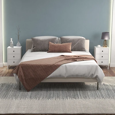 HOMCOM Set aus 2 Nachttischen, Beistelltische, 3 Schubladen für Schlafzimmer aus Holz, 40B x 30T x 64H cm, Weiß