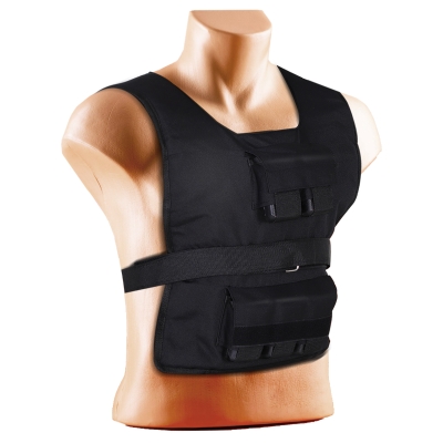 HOMCOM 30 kg Gilet d'Entraînement, Gilet de Poids, Ajustable, Entraînement en Force, Fitness, Oxford, Fer, Noir, 36 x 52 cm