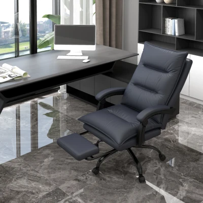 Vinsetto Chaise de Bureau avec Fonction Massage & Chauffage, Repose-pieds, jusqu'à 120 kg, Gris foncé