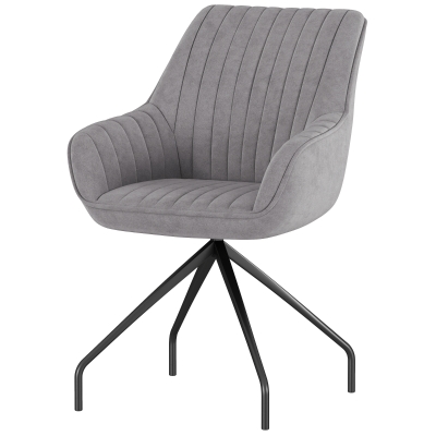 HOMCOM Fauteuil pivotant avec accoudoir, Chaise d'appoint moderne avec pieds en métal pour salon, chambre, bureau, Gris