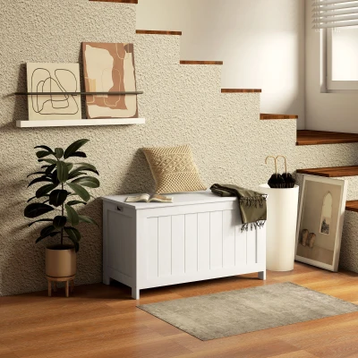 HOMCOM Boîte de Rangement, Caisse de Rangement pour Jouets, MDF, 2 Poignées, 81 x 40 x 46 cm, Blanc