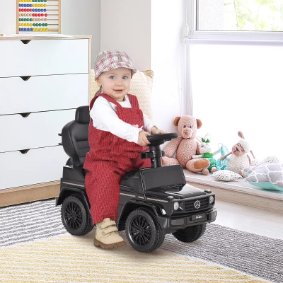 HOMCOM Kinderauto Kinder Multi-Ausgestattet 12-36 Monate Hupe Trittbrett, Sicherheitsbügel und Sonnenschirm Schwarz