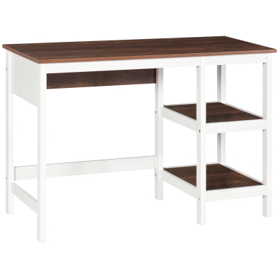 HOMCOM Computertisch Multimedia 110L x 48B x 76H cm 2 seitliche Regale MDF E1 Eiche Weiß