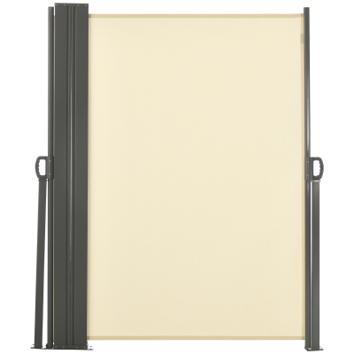 Outsunny Doppelter seitlicher ausziehbarer Sichtschutz Store 6L x 1,80H m Polyester Anti-UV Creme