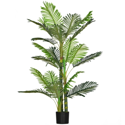 HOMCOM Plante Artificielle, Palmier Artificiel, inclus Pot; 19,5 cm x 19,5 cm x 150 cm, Vert + Noir
