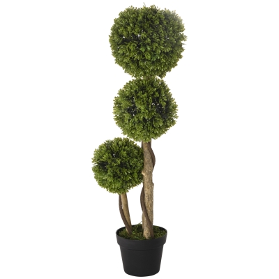 HOMCOM Buis Artificiel, Plante Artificielle, Aspect Réaliste, Extérieur, Vert + Noir