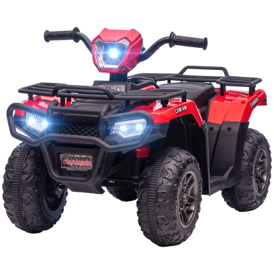Quad Électrique pour Enfants HOMCOM, max. 4 km/h, à partir de 3 ans, Phares LED, Connexion Musique, noir+rouge 88 x 45 x 50 cm
