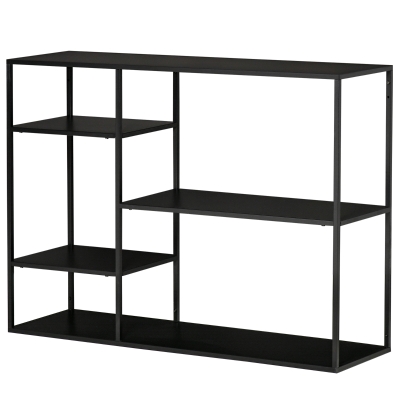 HOMCOM Étagère de rangement étagère à livres étagère de stockage étagère de fichiers avec 5 étagères ouvertes étagère de cuisine en métal Noir 120 x 35 x 87,5 cm