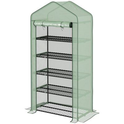 Outsunny Garten-Gewächshaus 5 Etagen mit 1 aufrollbaren Tür, Verstärkte PE-Folie, 90L x 49B x 193H cm