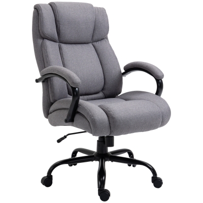 Vinsetto Chaise de Bureau Fauteuil de Bureau Chaise de Jeu Chaise Pivotante Fonction Basculement Rembourrage Épais Ergonomique avec Accoudoirs Ajustables Capacité de Charge 220 kg Gris clair 72,5x83x110-118 cm