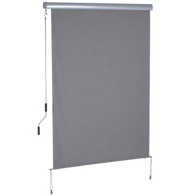 Outsunny Store vertical Store de balcon Store vertical Pare-vent Rouleau de côté Pare-vue avec manivelle Tissu polyester + aluminium Gris 200 x 140 cm
