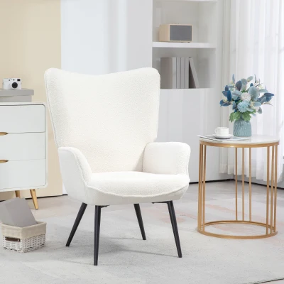 HOMCOM Fauteuil rembourré, design moderne, 71x77x102cm, Crème