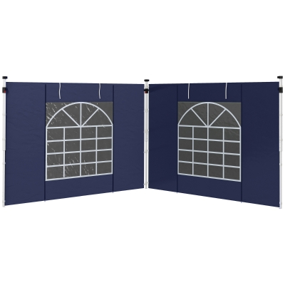 Outsunny Rideaux de Pavillon, Ensemble de 2, pour Pavillons de Jardin 3x6m ou 3x3m, avec Fenêtres et Portes, Bleu