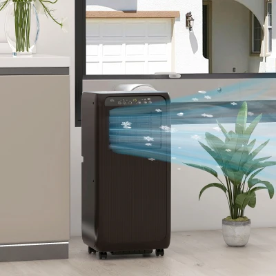 HOMCOM Climatiseur Mobile Mini Climatiseur, Minuterie de 24 heures, 3 Vitesses, 33 x 28 x 68,5 cm, Noir