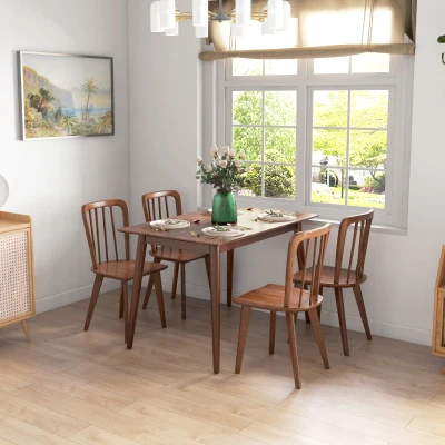 HOMCOM Esstisch Design mit großer Tischplatte für 4-6 Personen aus Holz 120L x 75B x 76H cm