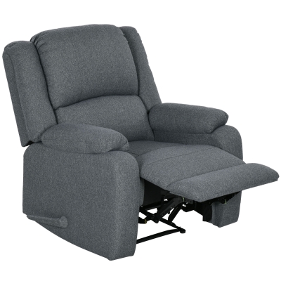 HOMCOM Fauteuil relaxant, fonction inclinable et repose-pieds, ajustable, jusqu'à 150 kg, cadre en acier, 90 x 96 x 98 cm, Gris