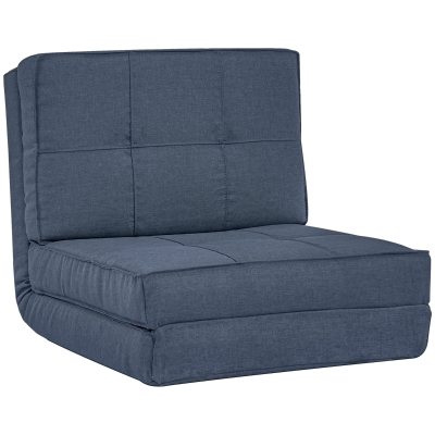 HOMCOM Fauteuil de sol pliable Canapé-lit Chaise de sol 5 positions réglables Fauteuil pliant Canapé-lit Lit simple Bleu foncé 61 x 73 x 58 cm
