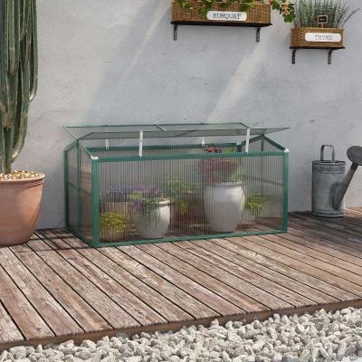 Outsunny Serre, Fenêtres de Toit, Boîtier Transparent, Cadre en Aluminium, 130x70x61cm