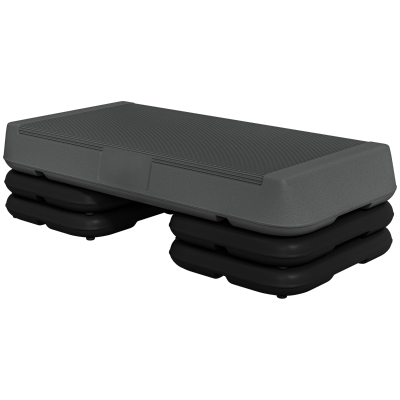 SPORTNOW Stepper Aerobic Fitness Höhenverstellbar 3 Ebenen 10/15/20 cm rutschfeste Oberfläche Kunststoff, Grau