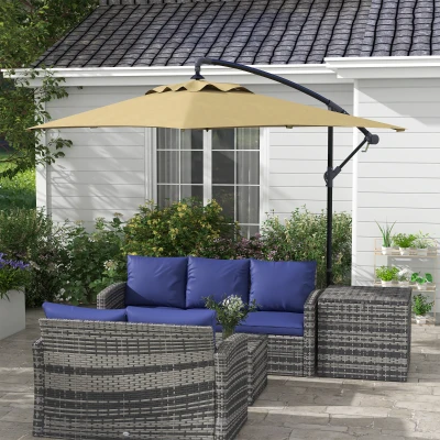 Outsunny Sonnenschirm overhang rechteckig mit Kurbel und 6 Stäben aus Stahl UV-Schutz Maße 294L x 193B x 250H cm