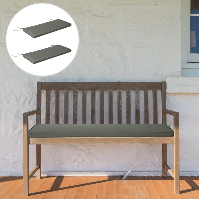 Outsunny Abnehmbare Gartenbankkissen - Schaukelbankkissen - Set mit 2 - dim. 120L x 50B cm - Füllung 5 cm - Bindeschnüre - Graues Polyester