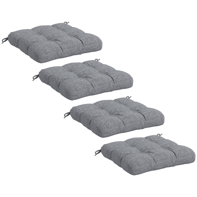 Outsunny Set mit 4 Gartenstuhlkissen, Gesteppte Außenkissen, dim. 48L x 48B cm Grau